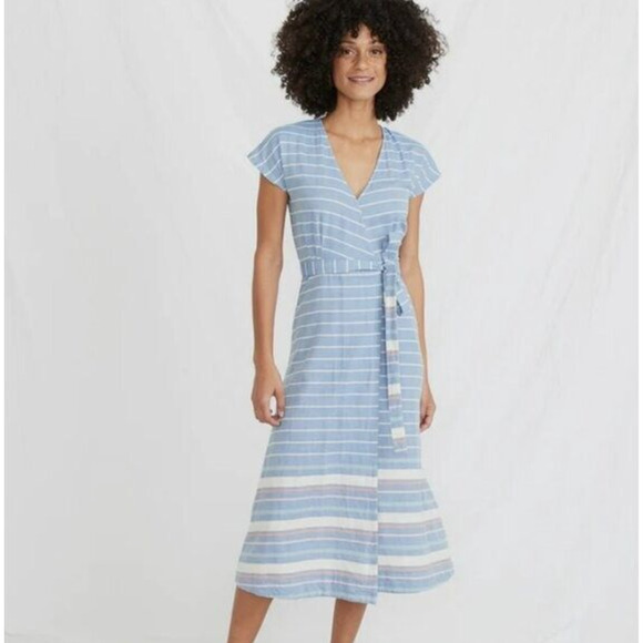 Marine Layer Blue Striped Midi Dress - Picture 1 of 11